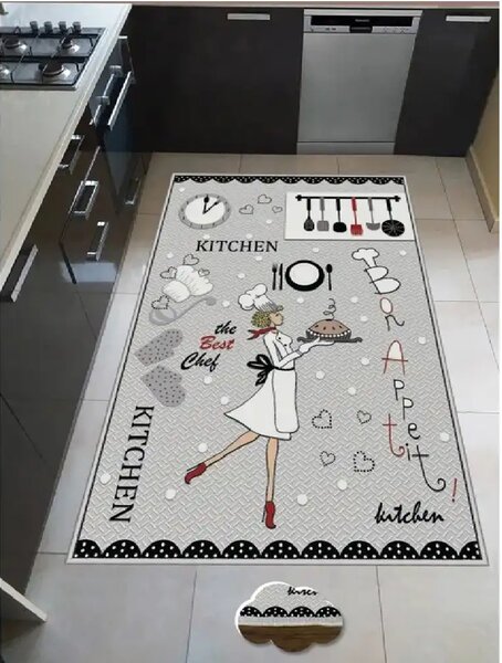 Covor de bucătărie Best Chef, 80x200 cm, imprimeu digital, antiderapant, multicolor
