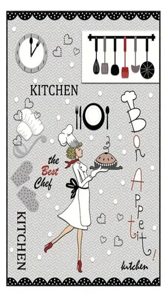 Covor de bucătărie Best Chef, 80x200 cm, imprimeu digital, antiderapant, multicolor
