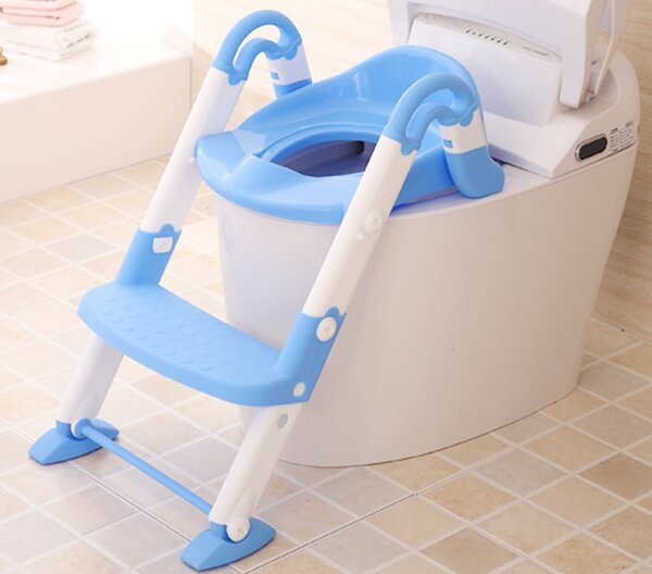 Reductor pentru toaleta cu scarita Little Mom Stair Potty Blue