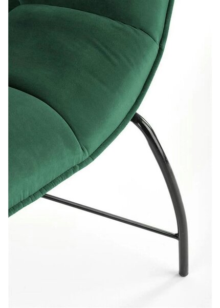 Fotoliu verde inchis BELTON, stofa catifelata/otel, 74x73x78 cm
