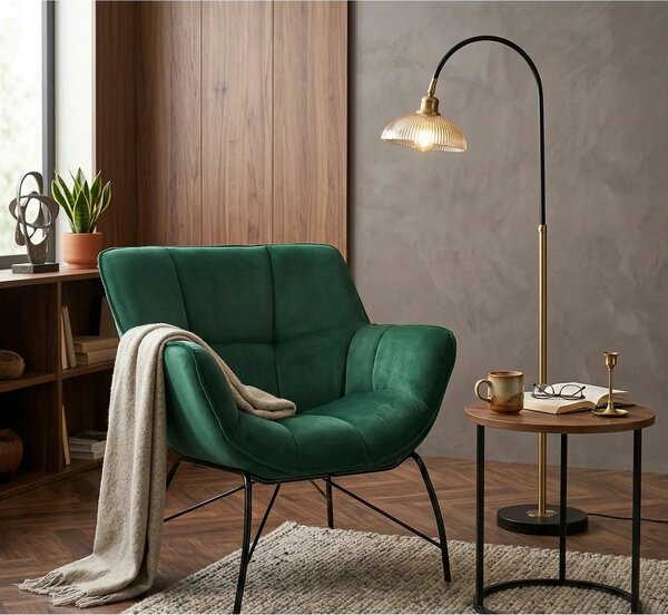 Fotoliu verde inchis BELTON, stofa catifelata/otel, 74x73x78 cm