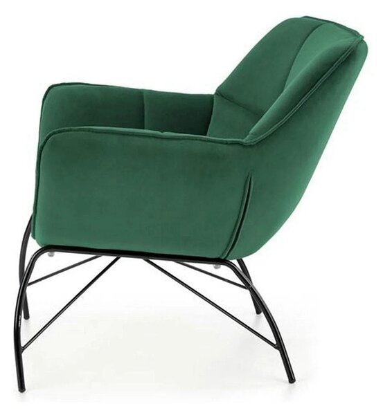 Fotoliu verde inchis BELTON, stofa catifelata/otel, 74x73x78 cm