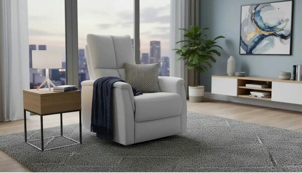 Fotoliu recliner NEPTUN M, gri deschis, stofa catifelata/metal, functi