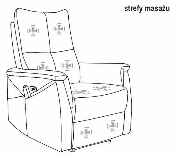 Fotoliu recliner cu functie de masaj NEPTUN M, stofa catifelata albast