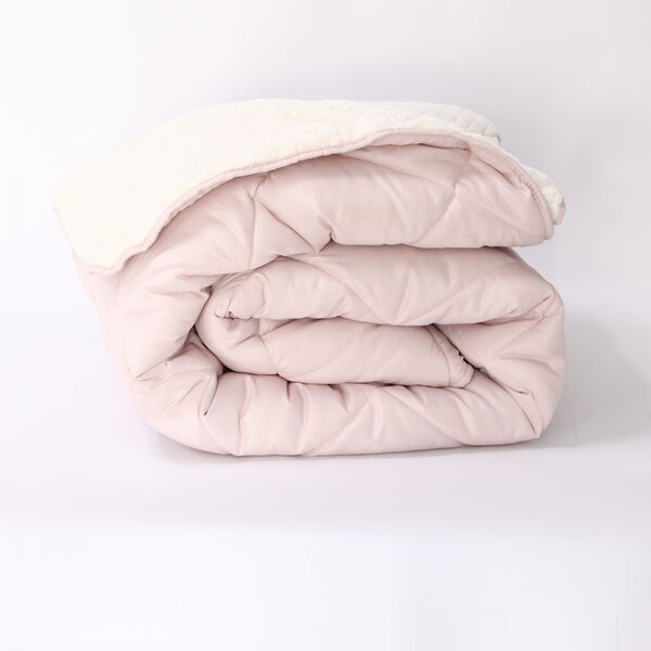 Pilota De Iarna Sherpa Roz Cu Blanita - Moale Si Confort Absolut 150X210 Cm