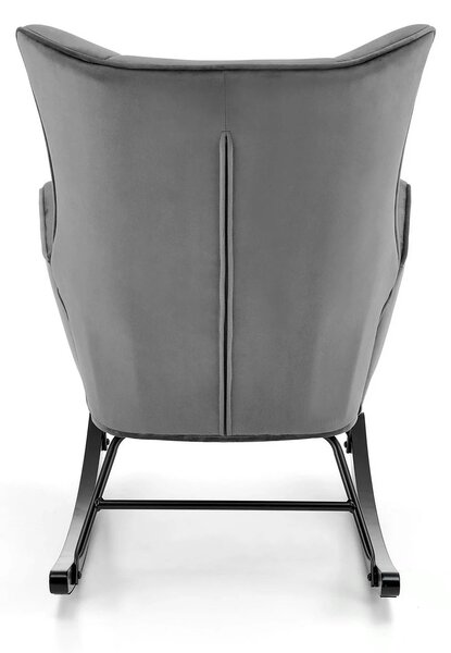 Scaun balansoar tapitat BAZALTO, gri/negru, stofa catifelata, 70x90x92