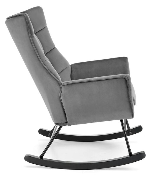 Scaun balansoar tapitat BAZALTO, gri/negru, stofa catifelata, 70x90x92