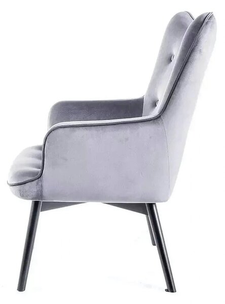 Fotoliu CARMEN, stofa catifelata gri inchis - Bluvel 14, 72x75x99 cm