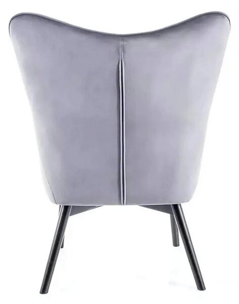 Fotoliu CARMEN, stofa catifelata gri inchis - Bluvel 14, 72x75x99 cm
