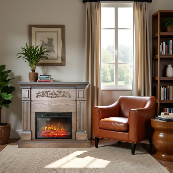 Seminee electrice 3D ElectricSun TUX stejar Antik Oak, cu sunet, 3 culori, Wi-Fi cu APP internet, L110xH102cm