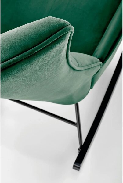 Scaun balansoar tapitat BAZALTO, verde/negru, stofa catifelata, 70x90x