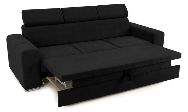 Canapea Extensibilă 3 locuri BELLAGIO, cu tetiere reglabile, 242x95x99 cm, Negru-Enjoy