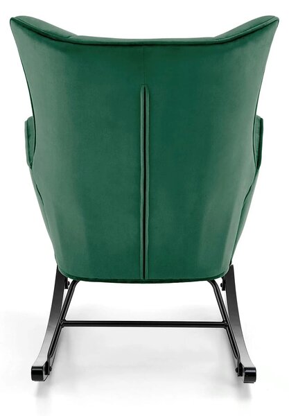 Scaun balansoar tapitat BAZALTO, verde/negru, stofa catifelata, 70x90x