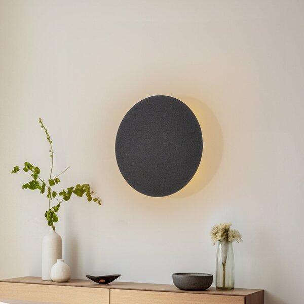 TK Lighting Aplică Lunia New, negru, Ø 30 cm, reglabil, Negru, Camera de zi / sufragerie, Metal