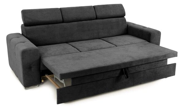 Canapea Extensibilă 3 locuri BELLAGIO, cu tetiere reglabile, 242x95x99 cm, Gri-Inchis-Enjoy