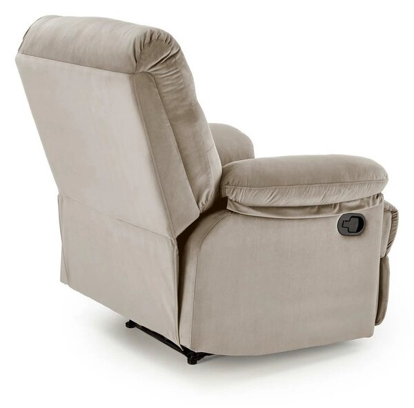 Fotoliu cu recliner DRAGER, bej/negru, stofa catifelata/metal, 88x90/1