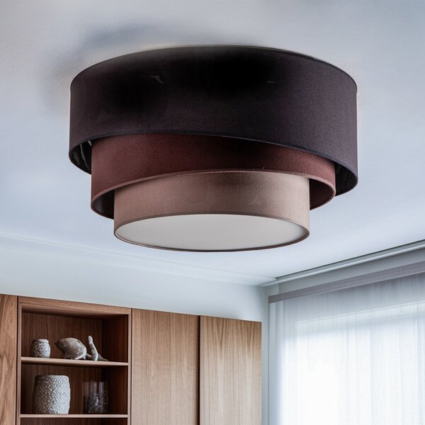 Euluna Trio Max, Ø60cm, negru/pământ/cappuccino, reglabil, Negru, Camera de zi / sufragerie, Țesătură / Textil, Modern