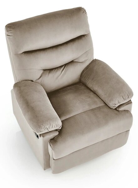 Fotoliu cu recliner DRAGER, bej/negru, stofa catifelata/metal, 88x90/1