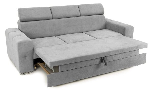 Canapea Extensibilă 3 locuri BELLAGIO, cu tetiere reglabile, 242x95x99 cm, Gri-Deschis-Enjoy