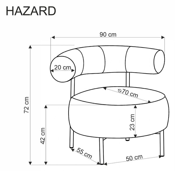 Fotoliu pentru living HAZARD, stofa clasica bej - Haga 30, 90x82x72 cm