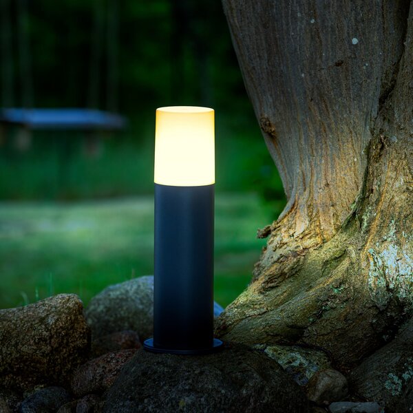 Brilliant Lampă cu soclu Aberdeen, înălțime 35 cm, antracit, oțel inoxidabil, Negru, Oțel inoxidabil, Modern