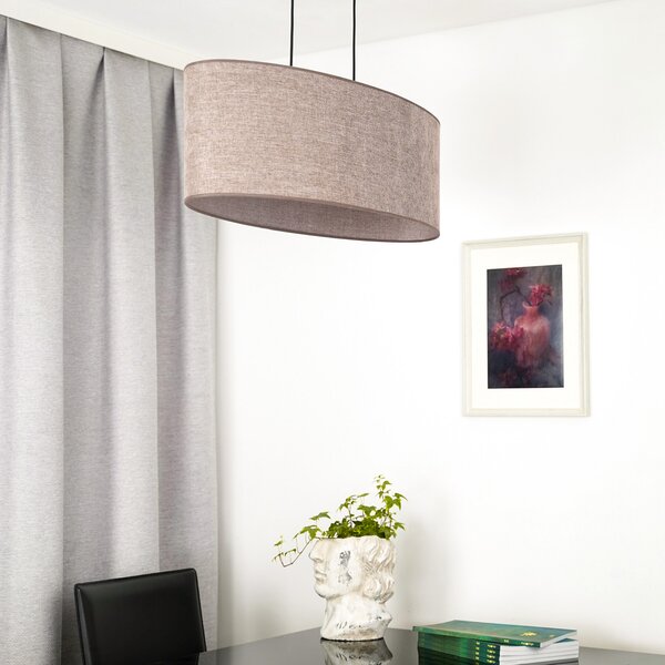 Euluna Lampă suspendată Celine, cappuccino, țesătură Chenille, 80 cm, reglabil, Maro / Rugină, Camera de zi / sufragerie, Țesătură / Textil, Modern