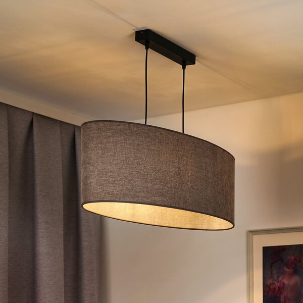 Euluna Lampă suspendată Celine, cappuccino, țesătură Chenille, 80 cm, reglabil, Maro / Rugină, Camera de zi / sufragerie, Țesătură / Textil, Modern