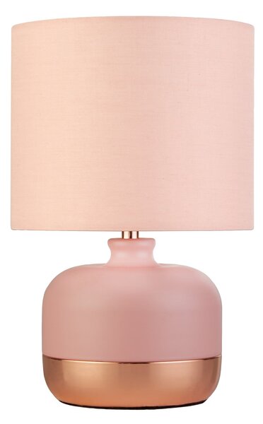 Searchlight Lampa de masă Tamsin, roz, metal/textil, înălțime 27 cm, E14, Roz / Rosé, Camera de zi / sufragerie, Țesătură / Textil, Modern