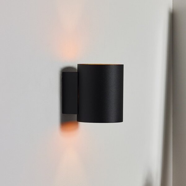 Lucide Aplică de perete Xera, negru, Ø 8 cm, up/downlight, aluminiu, reglabil, Negru, Camera de zi / sufragerie, Aluminiu, Modern