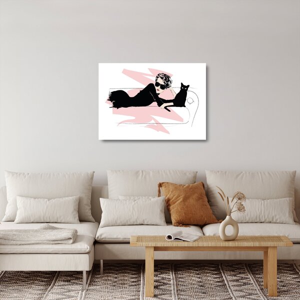 Tablou pe sticlă - Doamnă de modă (70x50 cm)