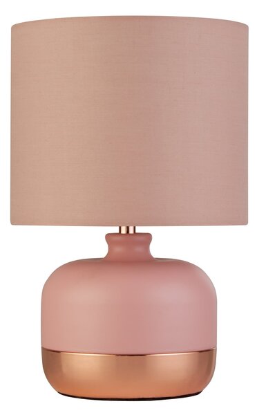Searchlight Lampa de masă Tamsin, roz, metal/textil, înălțime 27 cm, E14, Roz / Rosé, Camera de zi / sufragerie, Țesătură / Textil, Modern