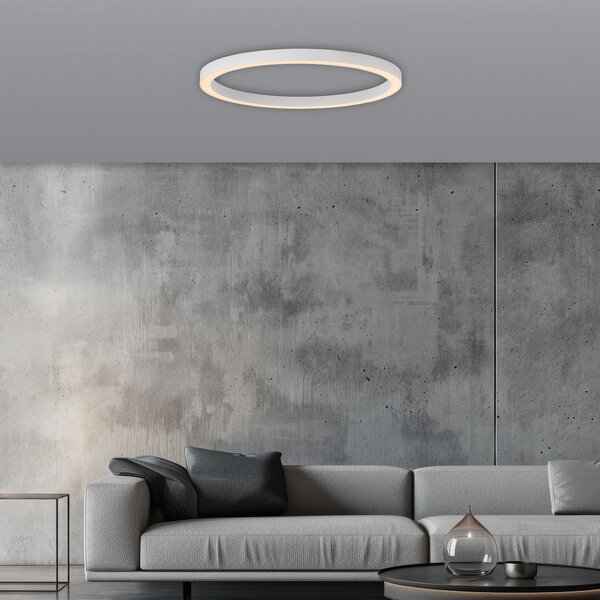 PURE Plafonieră LED Lines, Ø 70 cm, albă, telecomandă CCT, reglabil, Alb, Camera de zi / sufragerie, Metal, Modern