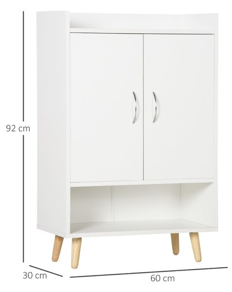 Dulap Pantofar Economie de spatiu din Lemn Alb cu Compartiment deschis, Dulap Pantofar Design pentru Intrare, 60x30x92cm HOMCOM | Aosom RO