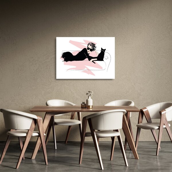 Tablou pe sticlă - Doamnă de modă (70x50 cm)