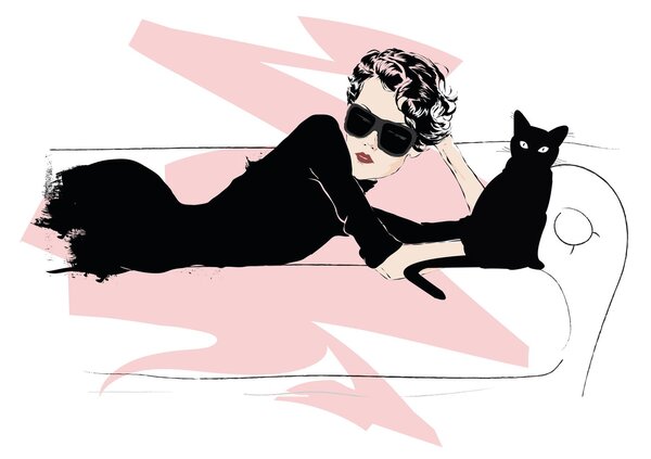 Tablou pe sticlă - Doamnă de modă (70x50 cm)