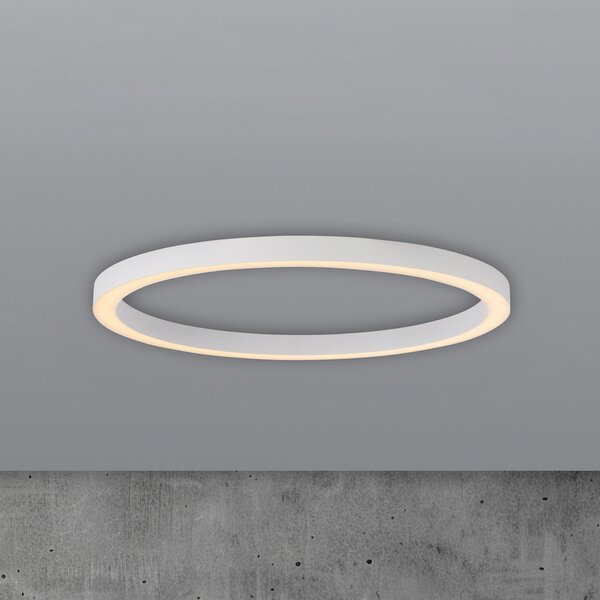 PURE Plafonieră LED Lines, Ø 70 cm, albă, telecomandă CCT, reglabil, Alb, Camera de zi / sufragerie, Metal, Modern