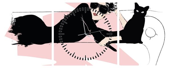 Tablou - Doamnă de modă (cu ceas) (90x30 cm)