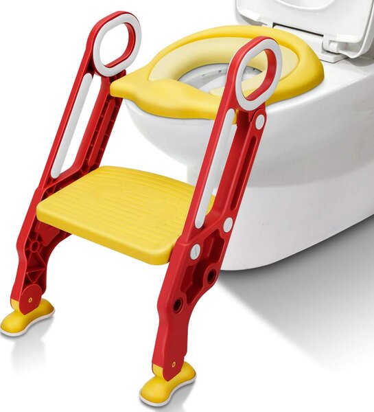 Reductor toaleta cu scara Stair Potty Red/Yellow