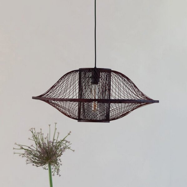 Good & Mojo GOOD MOJO Lampă suspendată Maui, roșie, Ø 70 cm, bambus, E27, reglabil, Roșu, Camera de zi / sufragerie, Bamboo, Design