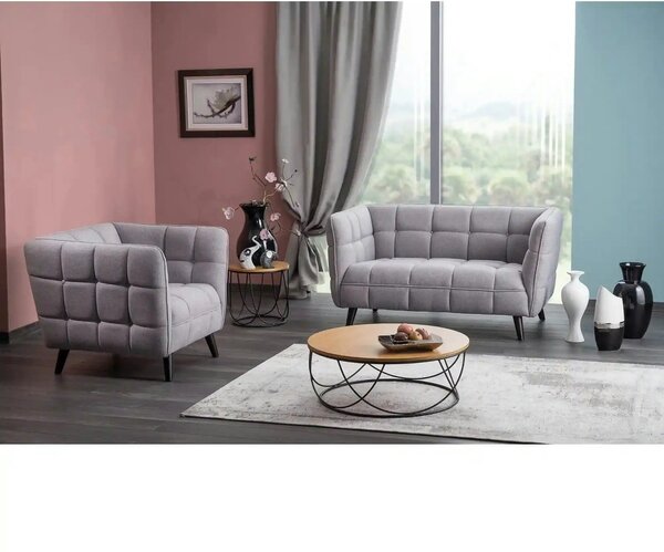 Fotoliu CASTELLO, stofa catifelata gri - Bluvel 14, 92x85x78 cm