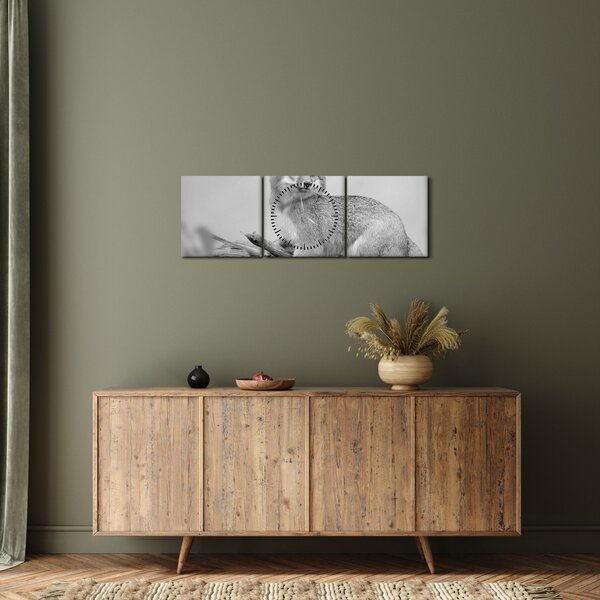 Tablou - Vulpe gri (cu ceas) (90x30 cm)