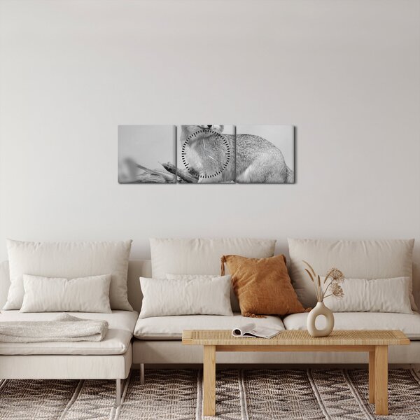 Tablou - Vulpe gri (cu ceas) (90x30 cm)