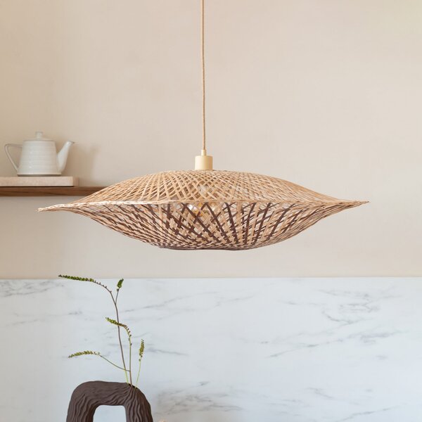 Good & Mojo GOOD MOJO Lampă suspendată Madura, Ø 60 cm, natur/maro, bambus, reglabil, Lemn, Camera de zi / sufragerie, Bamboo, Design