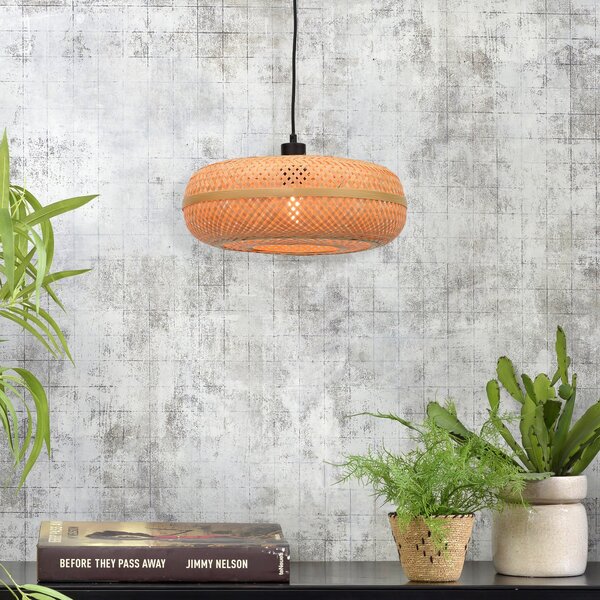 Good & Mojo GOOD MOJO Lampă suspendată Palawan, natur, Ø 40 cm, bambus, E27, reglabil, Lemn, Camera de zi / sufragerie, Bamboo, Design