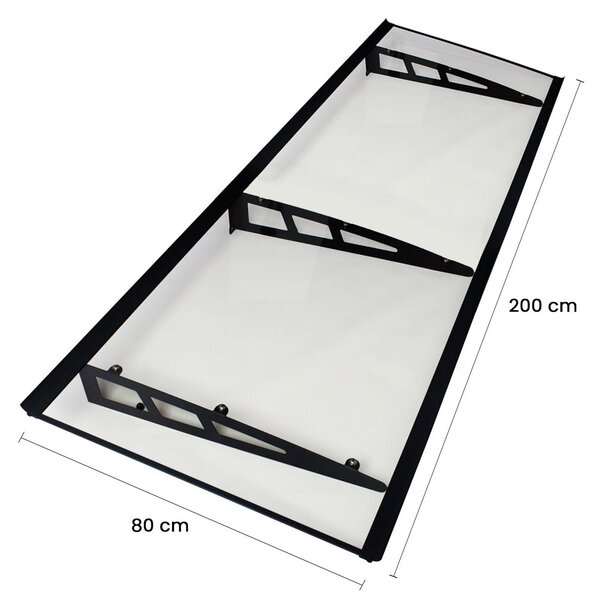 Copertină VIVIEN PRO 200x80 cm din aluminiu și plexiglas – Negru/Transparent
