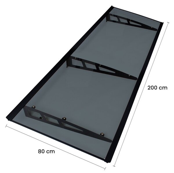 Copertină VIVIEN PRO 200x80 cm din aluminiu și plexiglas – Negru/Antracit
