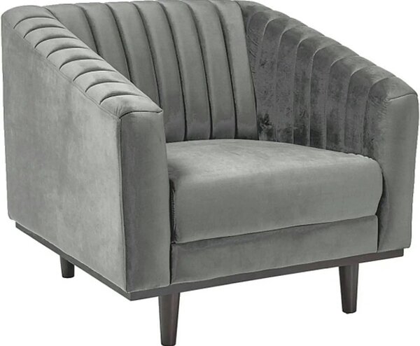 Fotoliu ASPREY, stofa catifelata gri - Bluvel 14, 83x85x78 cm