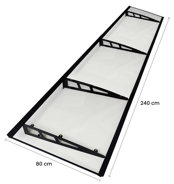 Copertină VIVIEN PRO 240x80 cm din aluminiu și plexiglas – Negru/Transparent