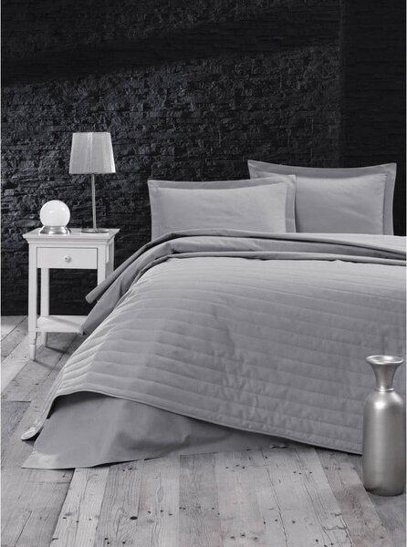 Cuvertură gri matlasată pentru pat dublu 220x240 cm Monart – Mijolnir