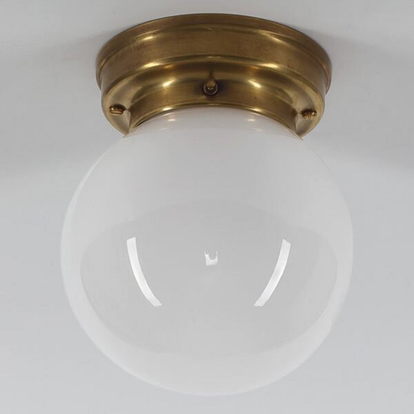 Berliner Messinglampen D99-115 op B plafonieră cu abajur din sticlă opală, reglabil, Auriu / Alamă, Hol, Metal, Antichitate, glob